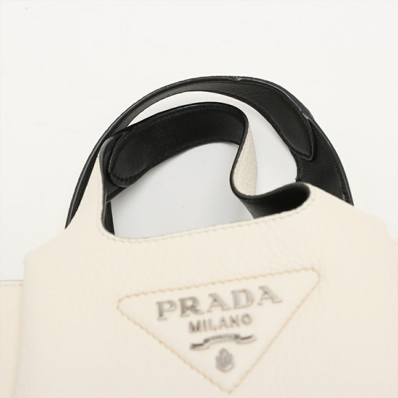 Prada Vitello Dino Leather Handbag White - Picture 6 of 8